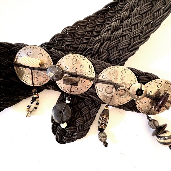 Vintage One of a Kind, Marjorie Baer Woven Boho Conch  Vintage One of a Kind, Marjorie Baer Woven Boho Conch western  style Belt